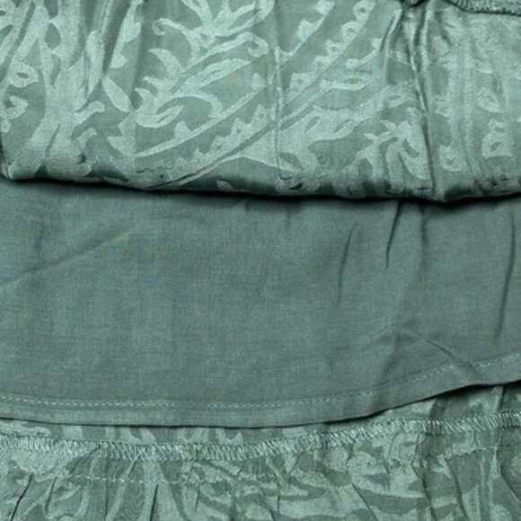 NEW ANTHROPOLOGIE Maxi Dress Green Size M Jacquard High Neck Balloon Sleeve - Picture 2 of 11